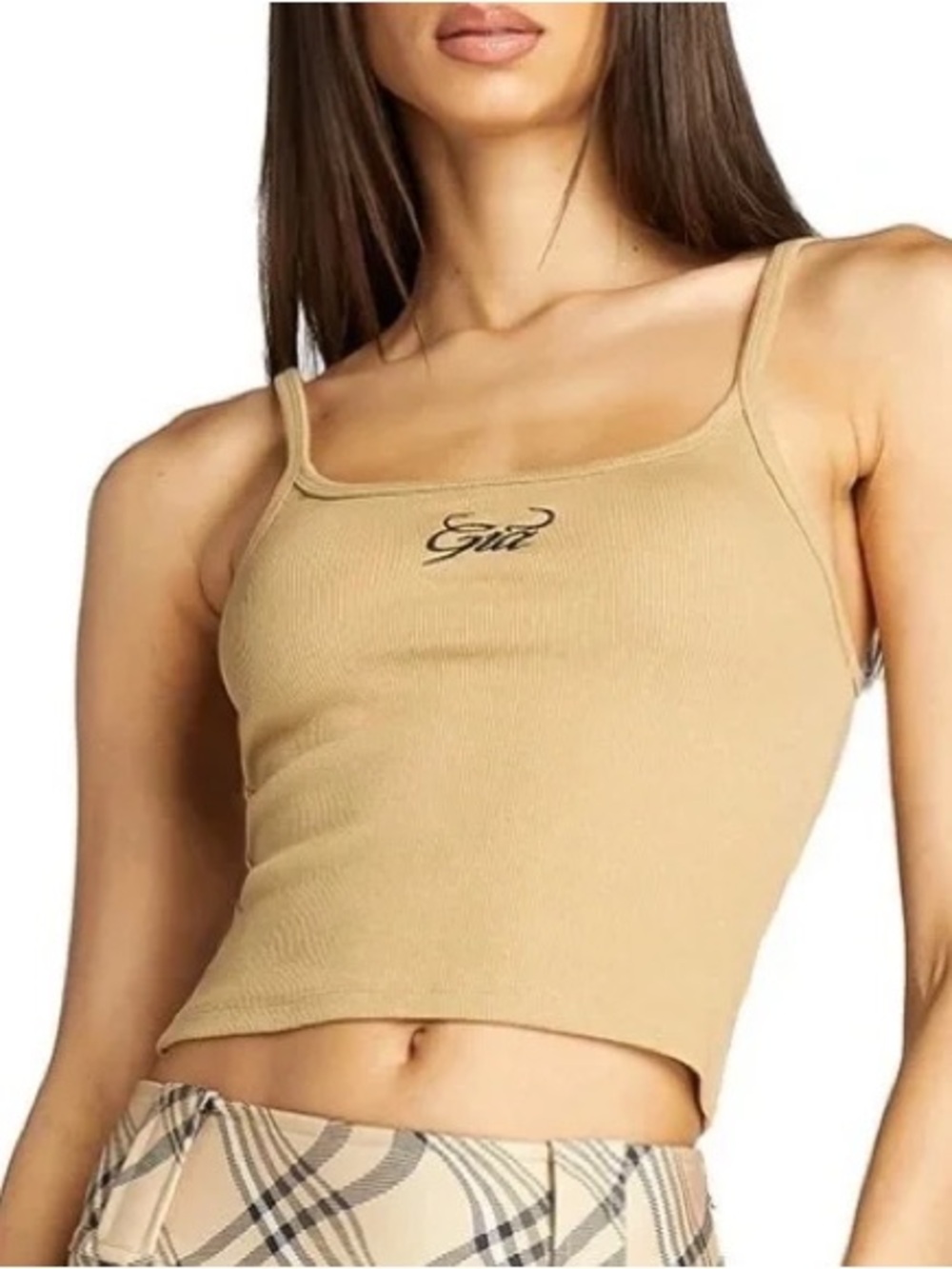 I AM GIA KHAKI BROWN RIBBED TANK TOP ✨